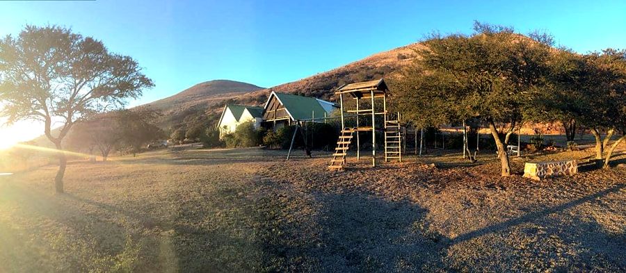 Panorama of the farm at sunrise